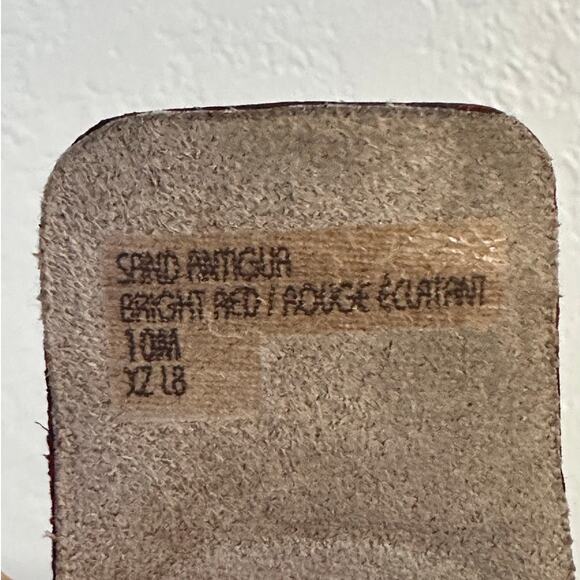 Earth Perforated Leather Slide Sandals Sand Antigua Bright Red - Picture 7 of 11